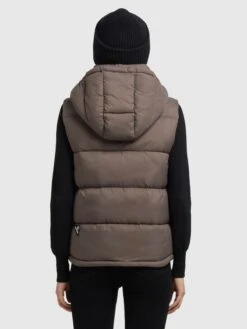 Khujo Vestes Sans Manches Gilet Eden Femme Moka -Khujo 0657f5bd5b2fda90f770de5d2f5ae068