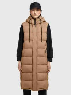 Khujo Vestes Sans Manches Gilet Tourin Femme Noisette -Khujo d7e75fa44e50eeda6049fa07e71760d7