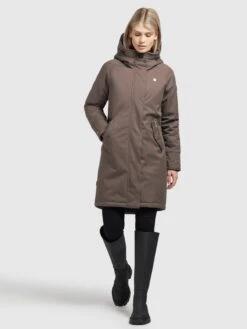 Khujo Parkas Parka Mi-saison LARIA Femme Marron -Khujo dd208e75d458c003f9cbd1df070c72cf